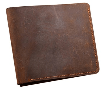 brązowy skórzany portfel